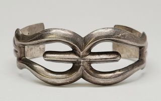 Vintage Navajo Sandcast Sterling Silver Cuff Bracelet Heavy 46.  6 Grams