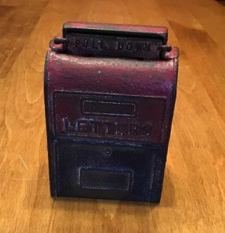 Vintage Jw Cast Iron U.  S.  Mail Letters Box Still Bank 4 " Tall