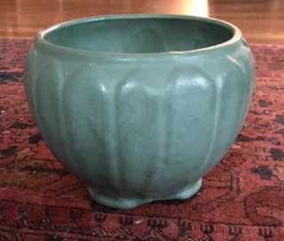 Zanesville Arts And Crafts Vase Planter Jade Matte Green Pottery Craftsman