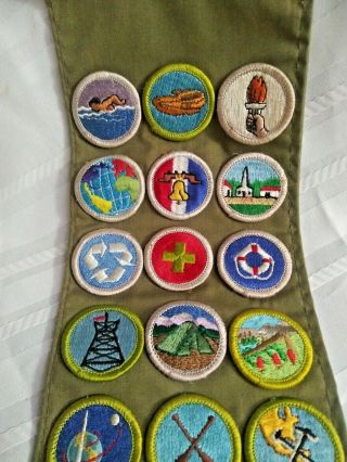 Vintage BSA Boy Scout Sash with 24 Different Merit Badges. 2