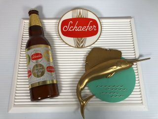 Vintage 3d Schaefer Beer Bottle With Marlin Advertising Man Cave Sign