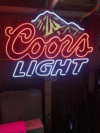 Hard To Find Coors Beer Everbrite Neon Glass Tube Sign Bar Light Size Is 3ft X3f