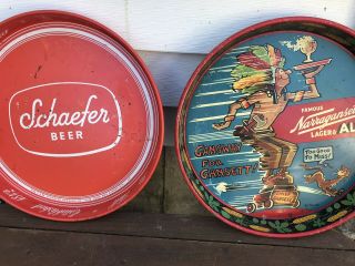 Vintage Dr.  Seuss Narragansett Beer Tray And Schaefer Beer Tray
