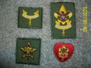 4 Vintage Boy Scout Rank Patches - Bsa