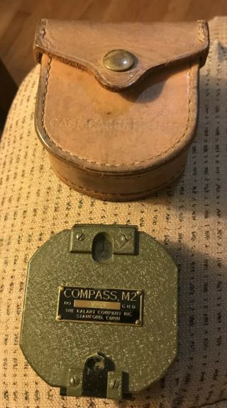 Military Ww2 U.  S Army M2 Compass Leather Case Vintage Wwii Navy Marines Kalart