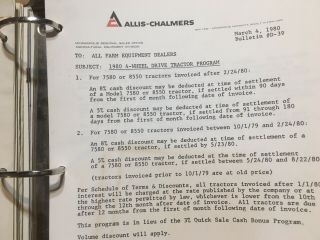 Vintage Binder Allis Chalmers Dealer Ad Promos Top Sales In US letters MC Hardy 3