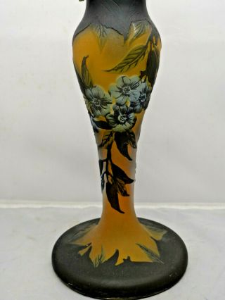 Very Decorative Art Nouveau Style Glass Lamp Base - Galle Daum Interest - Signed
