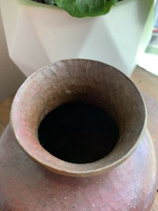 Antique Arts & Crafts Hammered Copper Vase Stickley Era Vintage 7.  5”H x 6” dia. 3