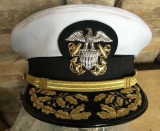 Vintage United States Us Navy Admiral’s Hat 7 3/8 Officer Dress Cover