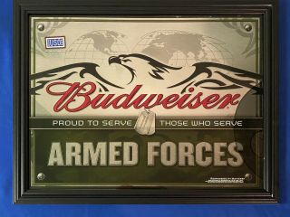 United States Armed Forces Budweiser Wall Mirror 22” X 28” Rare Nos