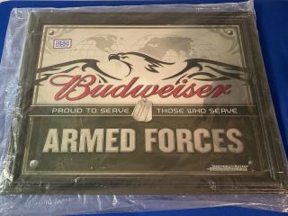United States Armed Forces Budweiser Wall Mirror 22” X 28” Rare NOS 3
