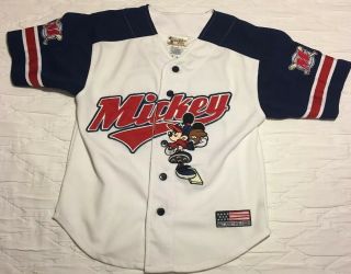 Walt Disney World Mickey Mouse Vtg Youth Baseball Jersey 28 Size Small (4 - 5)