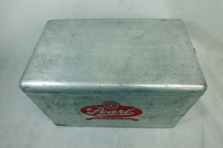 Vtg Pearl Lager Beer Aluminum Ice Chest Cooler Embossed Outdoor Camping Equip 3