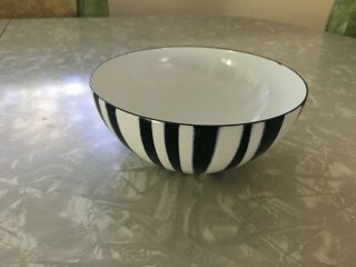 Vintage Mid Century Cathrineholm Black/white Striped (zebra) Enamel Bowl 5.  5 "