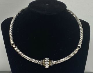 Vintage Camagi Italian Sterling 18k Gold Cable Choker Necklace 15.  5” (42.  6g)