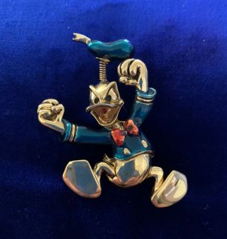 Vintage Napier Disney Donald Duck Movement Enamelled Brooch Pin