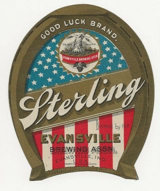 Pre Prohibition Evansville Brewing Assoc Sterling Beer Label In