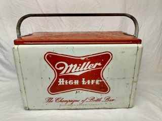 Rare Vintage Cronstroms Miller High Life Beer Picnic Cooler Sign Bottle Camping