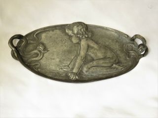Wmf Art Nouveau Pewter Tray - Child And Snail