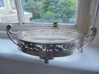 Art Nouveau Wmf Silver Plated Dish With Glass Liner