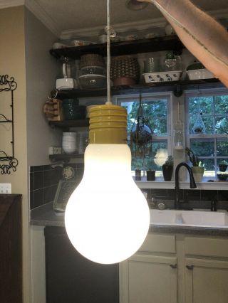 Lg Vintage Mid Century Modern Pop Art Light Bulb Hanging Pendant Lamp Mcm