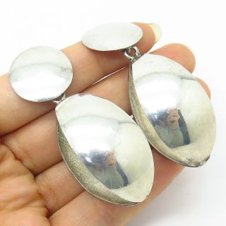 Vintage Mexico 925 Sterling Silver Large Modernist Dangling Earrings