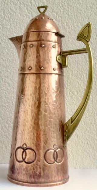 Very Fine Wmf Art Nouveau Brass Jug,  Pitcher