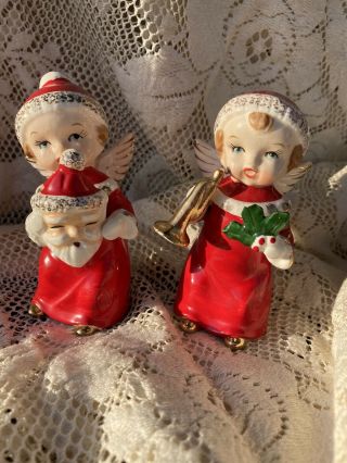Vintage Santa Angels Pair Mask / Horn Adorable Japan