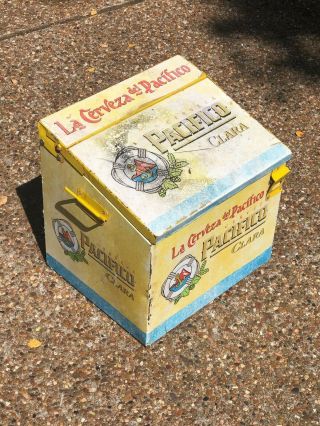 Pacifico Clara Cerveza Beer Metal Cooler Ice Chest Beach Faded Patina RARE 2