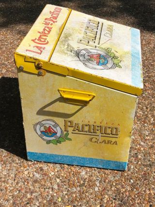 Pacifico Clara Cerveza Beer Metal Cooler Ice Chest Beach Faded Patina RARE 3