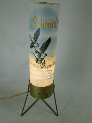 Vintage 1960 ' s Schmidt Beer flying geese plastic tube light lamp 2