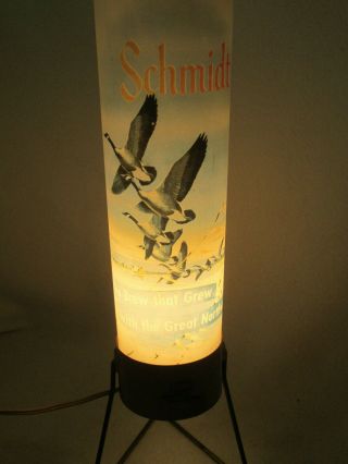 Vintage 1960 ' s Schmidt Beer flying geese plastic tube light lamp 3