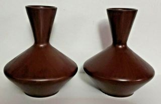 Vintage Haeger Art Pottery Mid Century Modern Brown Flower Bud Mcm Vases