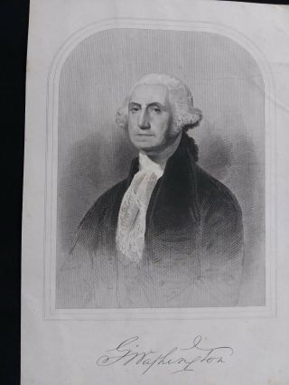 Antique Engraving Of George Washington 1st President Of The United States