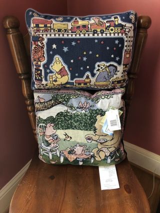 2 Disney Classic Winnie The Pooh - Eeyore - Piglet Disney Tapestry Throw Pillows Set
