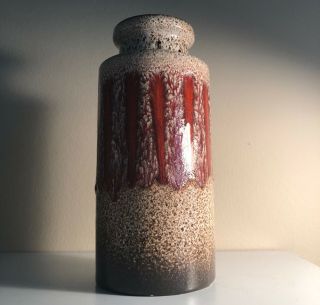 Vintage West German Pottery Cylindrical Vase Mid Century Modern Ceramic Lava