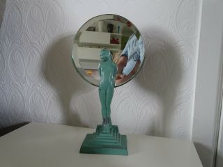 An Art Deco Mirror With Painted Spelter Figure (2908)
