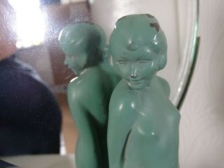 AN ART DECO MIRROR WITH PAINTED SPELTER FIGURE (2908) 2