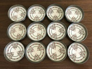 Set Of 12 Vintage Arts & Crafts / Art Nouveau Ceramic Coasters - Max Dannhorn