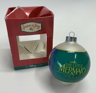 Vintage 1997 The Little Mermaid Glass Ball Christmas Ornament
