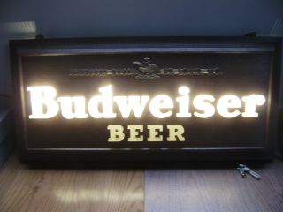 Vintage Budweiser Anheuser Busch St.  Louis Lighted Wood Beer Sign