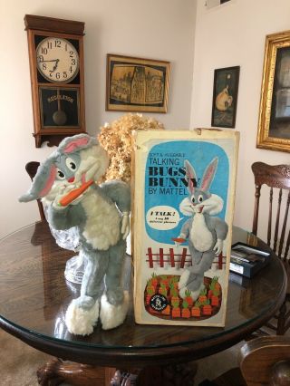 Vintage 1961 Mattel Bugs Bunny 25 " Talking Plush Doll Pull String Talker