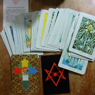 1978 Vintage Aleister Crowley Thoth Tarot Deck Complete Ser & Leather Case