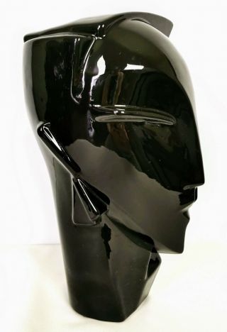 Vintage Head Bust Lindsey B Balkweill Style Ceramic Art Deco BLACK 12.  5 