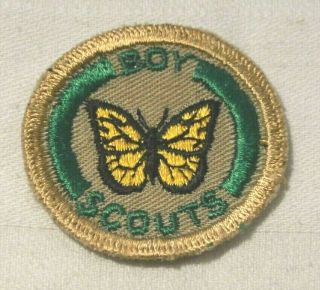 Butterfly Boy Scout Naturalist Proficiency Award Badge Tan Cloth Troop Large