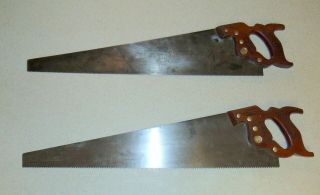 Vintage Set Of Disston D - 23 Hand Saws - 1 Rip,  1 Crosscut - Inv310