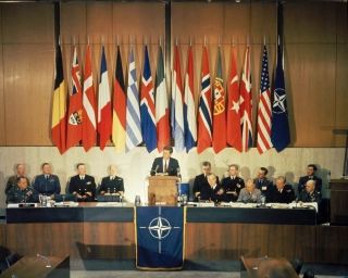 President John F.  Kennedy Speaks To Nato Military Committee 8x10 Photo