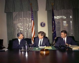 President John F.  Kennedy With Shah Of Iran And Robert Mcnamara 8x10 Photo