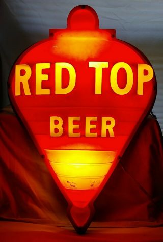 Old Red Top Beer Lighted Back Bar Display Sign Cincinnati Ohio Oh Spinning Top