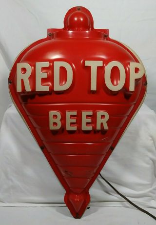 Old Red Top Beer Lighted Back Bar Display Sign Cincinnati Ohio OH Spinning Top 2